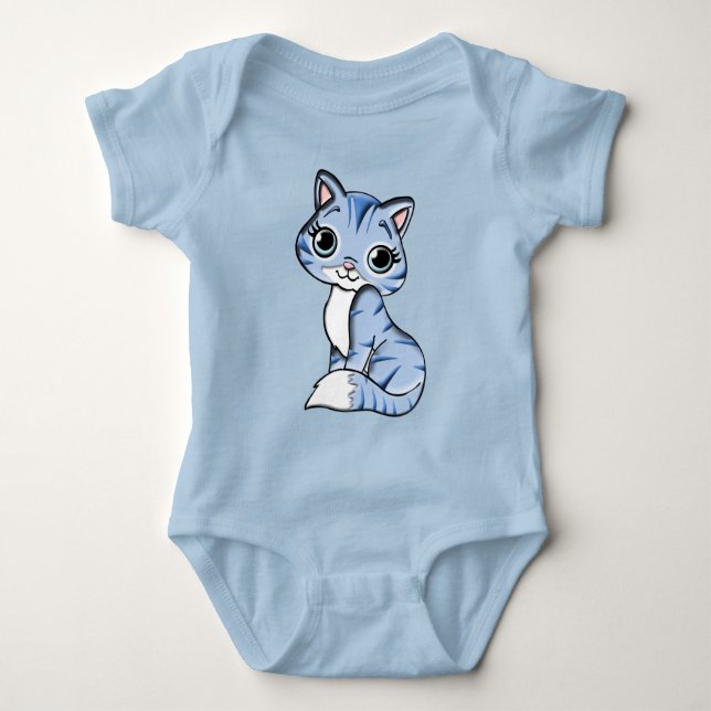 Body Para Bebé Cuddle traje de bebé azul gatito (Anverso)
