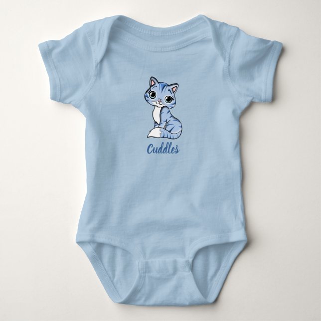 Body Para Bebé Cuddle traje de bebé azul gatito (Anverso)