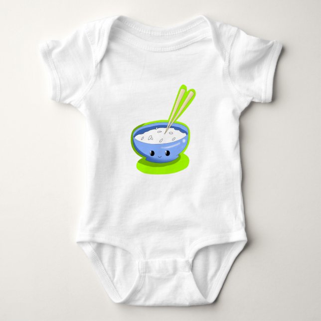 Body Para Bebé Cuenco de arroz azul (Anverso)