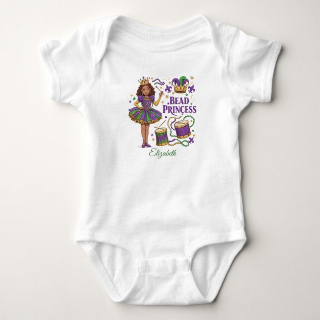 Body Para Bebé Cuentas Personalizadas Princesa - Mardi Gras (Anverso)