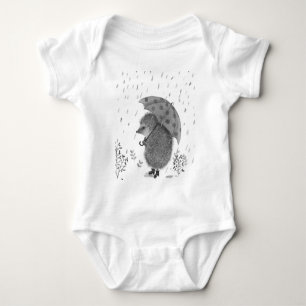 Body Para Bebé Cuidada acuarela Hedgehog Rainy Day Whimsical