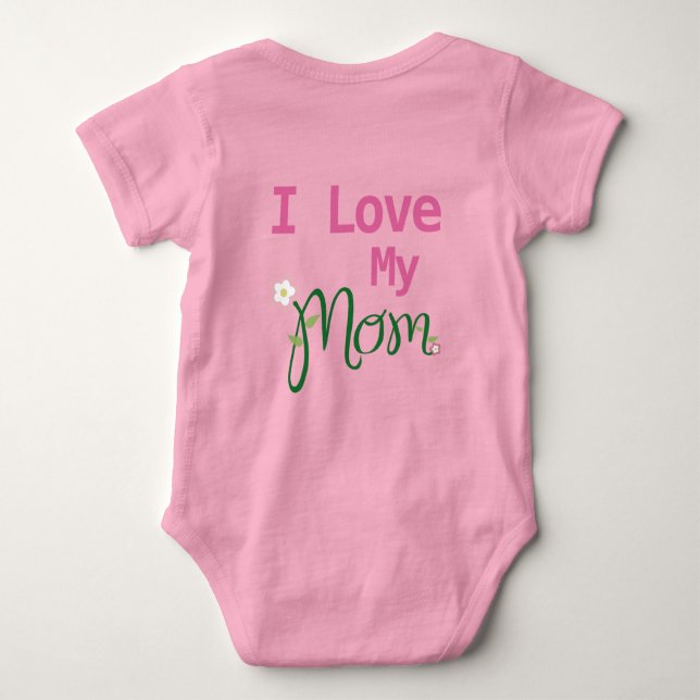 Body Para Bebé Cuidada, amo a mi mamá, niña, rosa (Reverso)