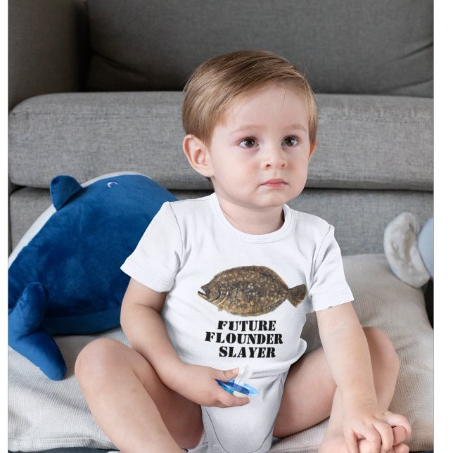 Body Para Bebé Cuidada Futuro Flounder Slayer Pesca Camiseta Bebé (Subido por el creador)
