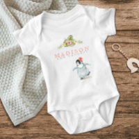 Cuidada pingüino tropical Pink Baby Baby Bodysuit