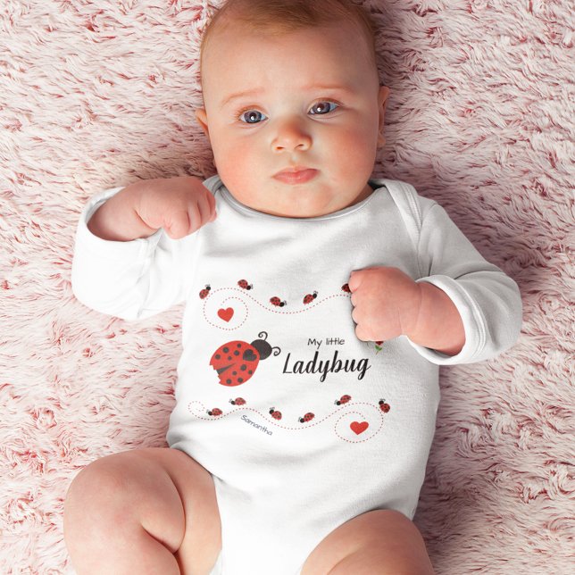 Body Para Bebé Cuidar mi pequeña lagartija rojo y negro con nombr (Subido por el creador)