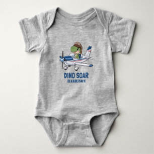 Body Para Bebé Cumpleaños 1º Niños Dinosaurio Avión Azul Mono Lin