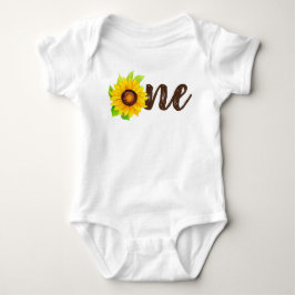 Body Para Bebé Cumpleaños 1 año de bebé Sunflower Rustic Country 