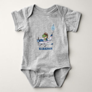 Body Para Bebé Cumpleaños 1 de niños avión azul lindo dinosaurio