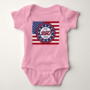 Body Para Bebé Cumpleaños 250 de América con bandera de EE. UU.
