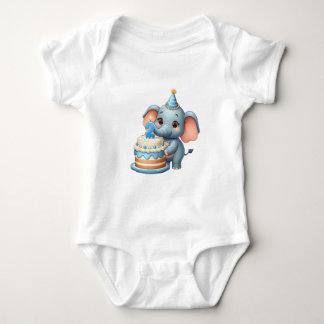 Body Para Bebé Cumpleaños 2 de elefante lindo