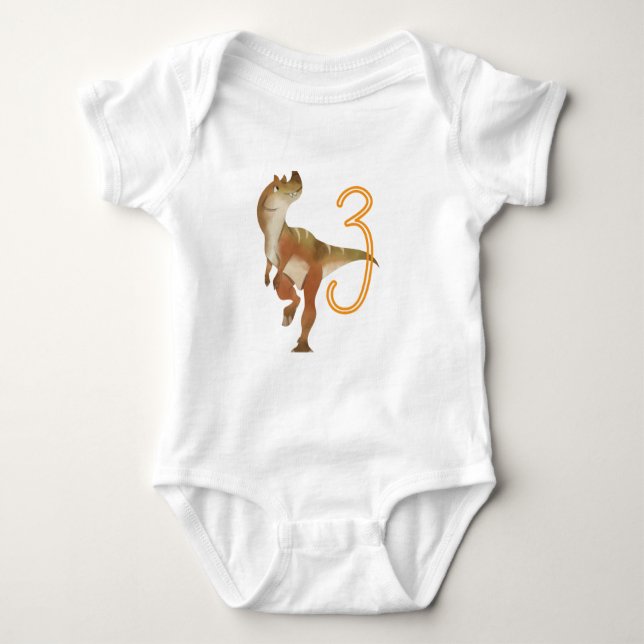 Body Para Bebé Cumpleaños 3 del dinosaurio    (Anverso)