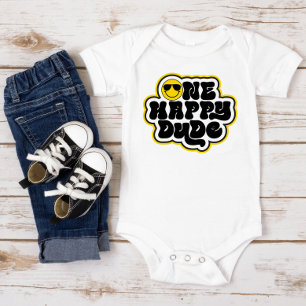 Body Para Bebé Cumpleaños Amarillo Negro Retro Un Tipo Feliz Prim
