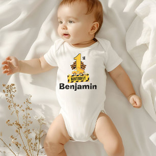 Body Para Bebé Cumpleaños de 1 año de camión de construcción