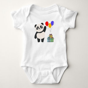 Body Para Bebé Cumpleaños de bebé con panda lindo tela con globos