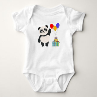 Body Para Bebé Cumpleaños de bebé con panda lindo tela con globos