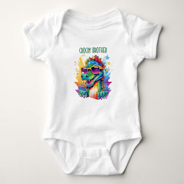 Body Para Bebé Cumpleaños de cocodrilo Bebé/Toddlers coincidentes (Anverso)