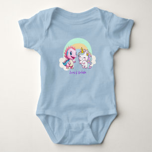 Body Para Bebé Cumpleaños de dinosaurios de unicornio lindo rosa 