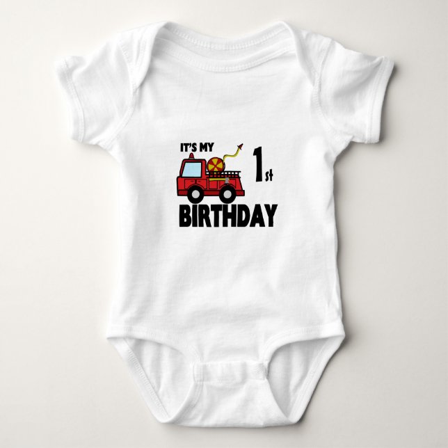 Body Para Bebé Cumpleaños de FireTruck (Anverso)
