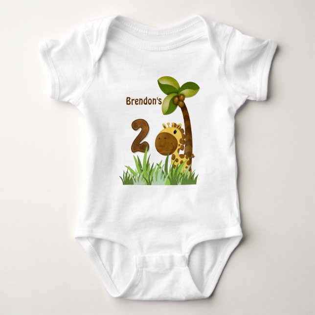 Body Para Bebé Cumpleaños de Giraffe (Anverso)