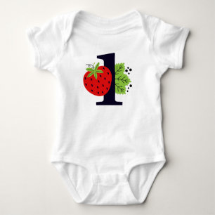 Body Para Bebé Cumpleaños de la bebé Strawberry ONE 