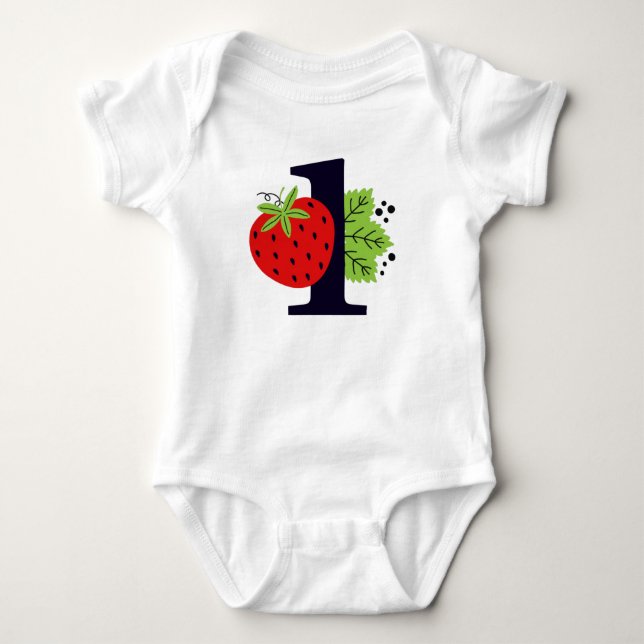 Body Para Bebé Cumpleaños de la bebé Strawberry ONE  (Anverso)