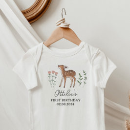 Body Para Bebé Cumpleaños de las flores de Woodland Fawn