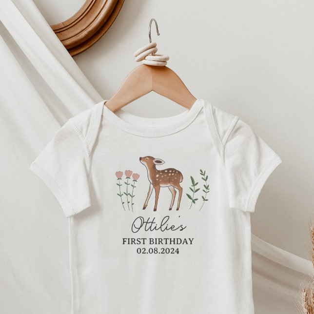 Body Para Bebé Cumpleaños de las flores de Woodland Fawn (Subido por el creador)