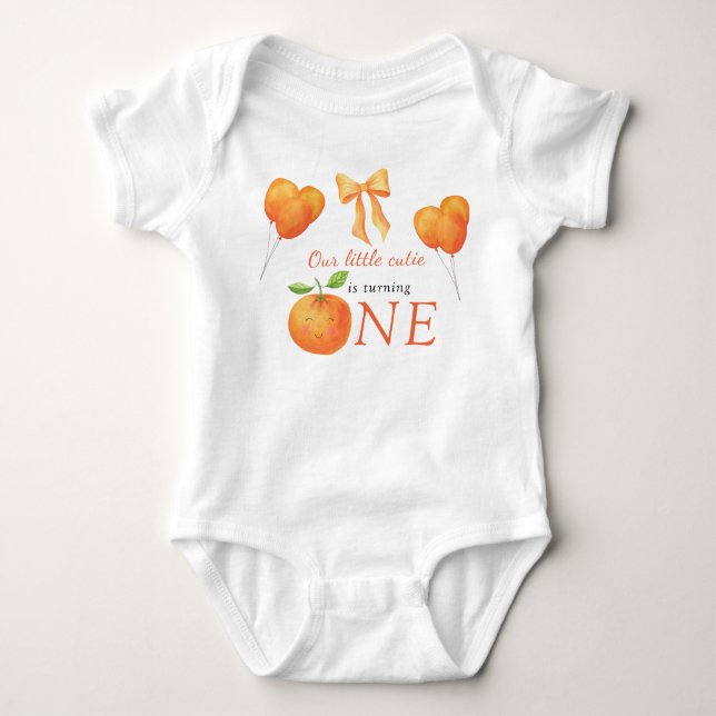 Body Para Bebé Cumpleaños de Little Cutie Orange Citrus 1 (Anverso)