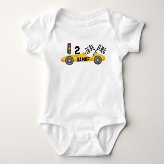 Body Para Bebé Cumpleaños de Little Racer Personalizado (Anverso)