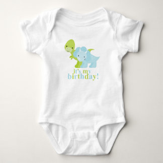 Body Para Bebé Cumpleaños de los dinosaurios azules y verdes