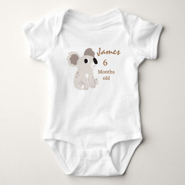 Body Para Bebé Cumpleaños de mes de hito de koala  (Anverso)