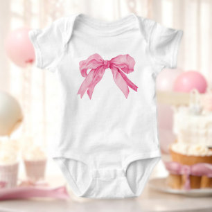 Body Para Bebé Cumpleaños de niña de 1er año con lazo rosa 