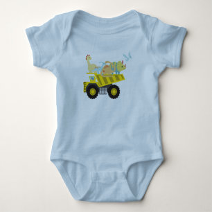 Body Para Bebé Cumpleaños de niños con camión tractor de dinosaur
