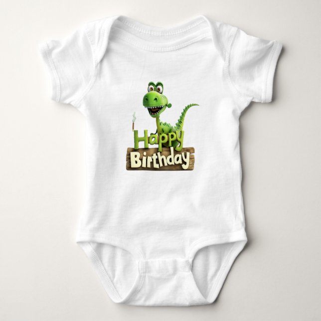 Body Para Bebé Cumpleaños de Princesa Dinosaurio – Letrero de Fie (Anverso)