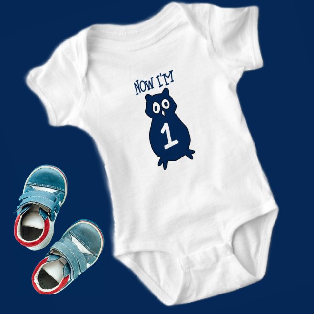 Body Para Bebé Cumpleaños de un año con tema de búho (Subido por el creador)