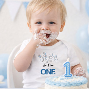 Body Para Bebé Cumpleaños del conejito azul lindo niño 