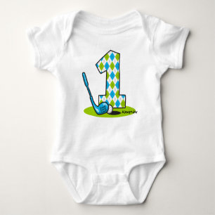 Body Para Bebé Cumpleaños del golf de Argyle 1r personalizado