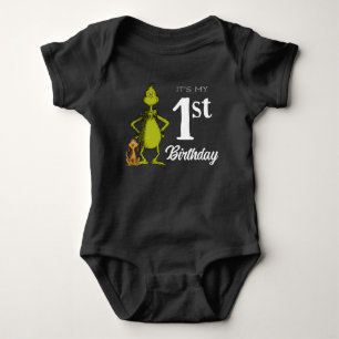 Body Para Bebé Cumpleaños Grinch Pizarra Primero
