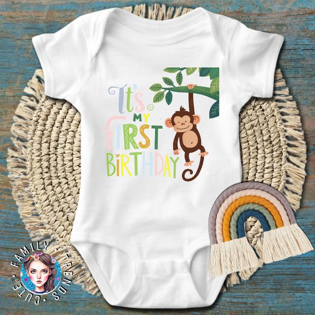 Body Para Bebé cumpleaños mono 1 año (Subido por el creador)