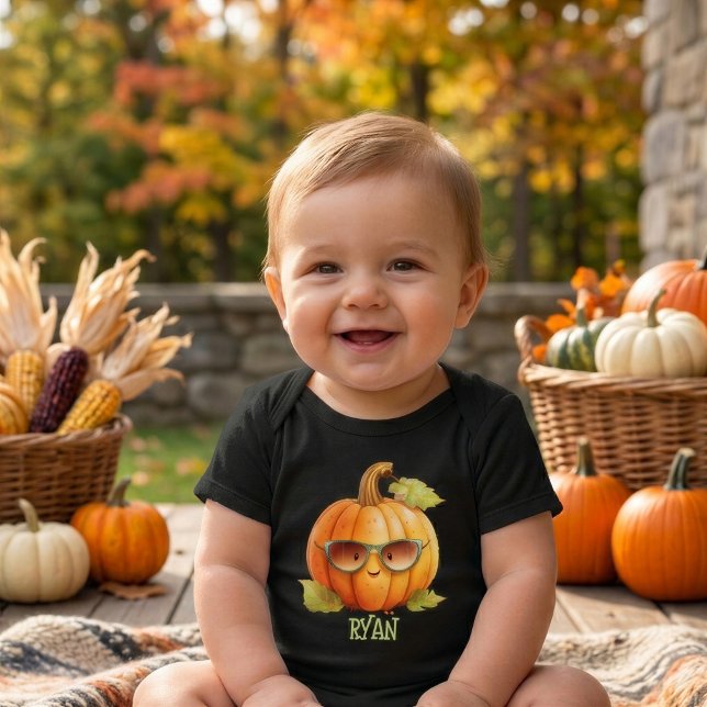 Body Para Bebé Cumpleaños número uno con parches de calabaza Cust (Subido por el creador)