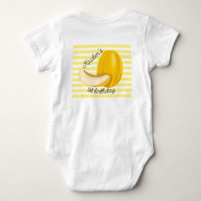 Body Para Bebé Cumpleaños número uno de sandía (Reverso)