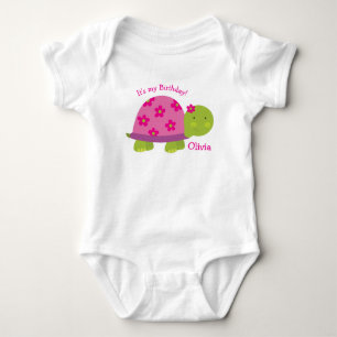 Body Para Bebé Cumpleaños personalizado tortuga del mono del beb