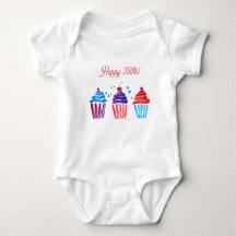 Cupcake de acuarela roja blanca y azul patriótica 