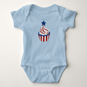 Body Para Bebé Cupcake Glitter Copa Rojo, Blanco y Azul del 4 de
