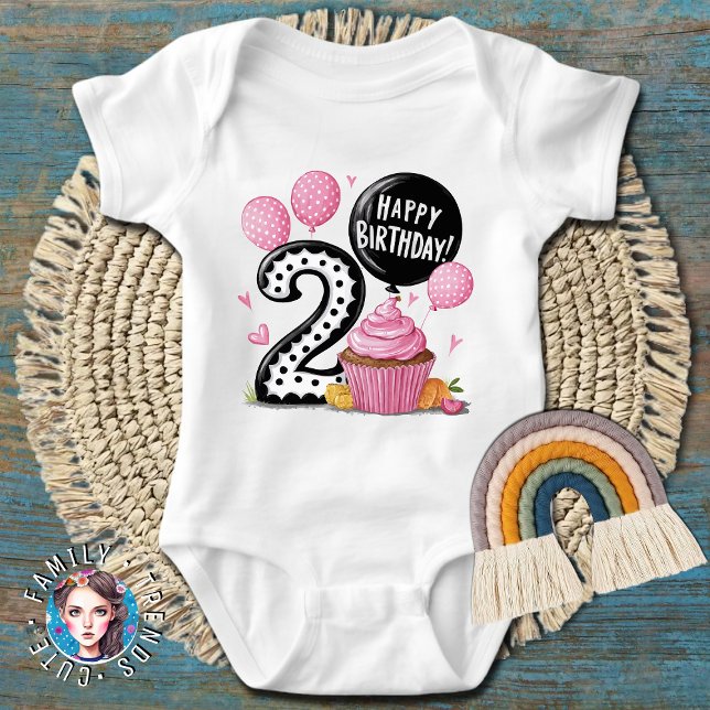 Body Para Bebé Cupcake rosa de cumpleaños 2º  (Subido por el creador)