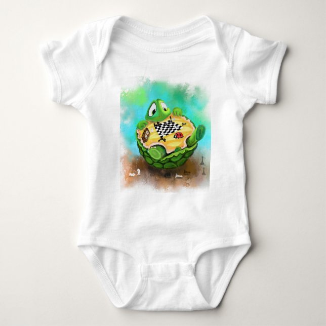 Body Para Bebé Curioso Baby Bodysuit Turtle Ladybug Jugando Ajedr (Anverso)
