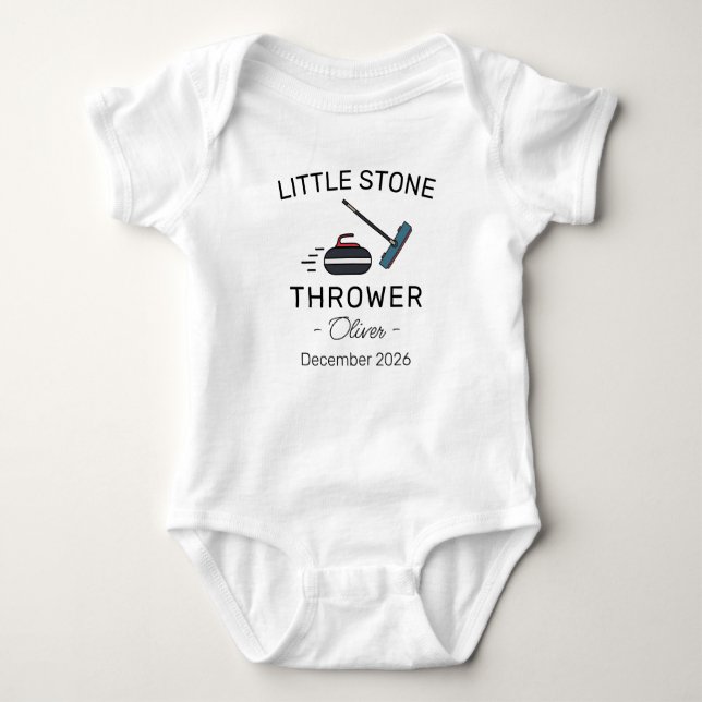 Body Para Bebé Curling Baby Announcement Little Stone Thrower (Anverso)