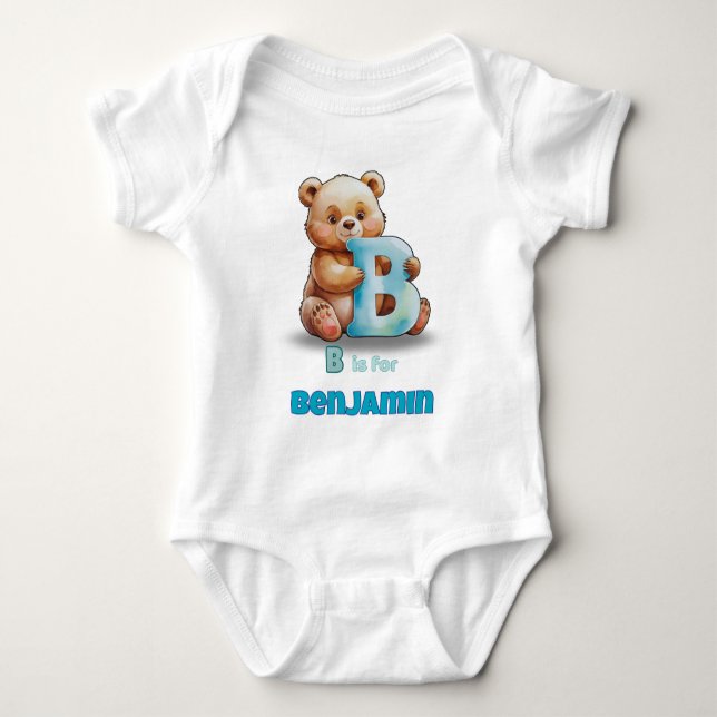 Body Para Bebé Custom Baby Bodysuit – B is for Bear (Anverso)