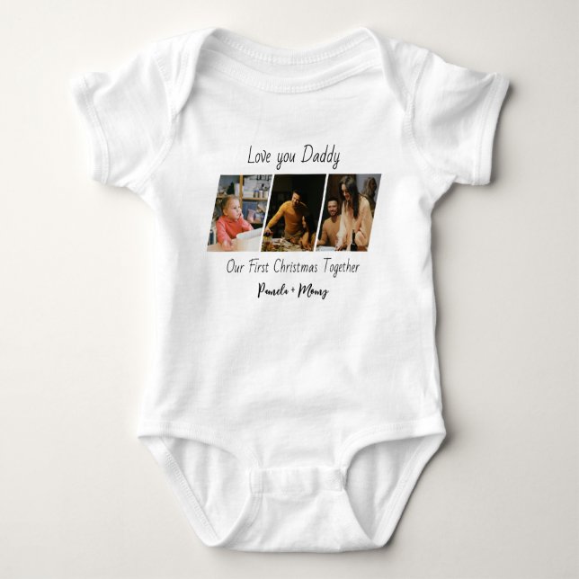 Body Para Bebé Custom Christmas Photo Baby Bodysuit  (Anverso)