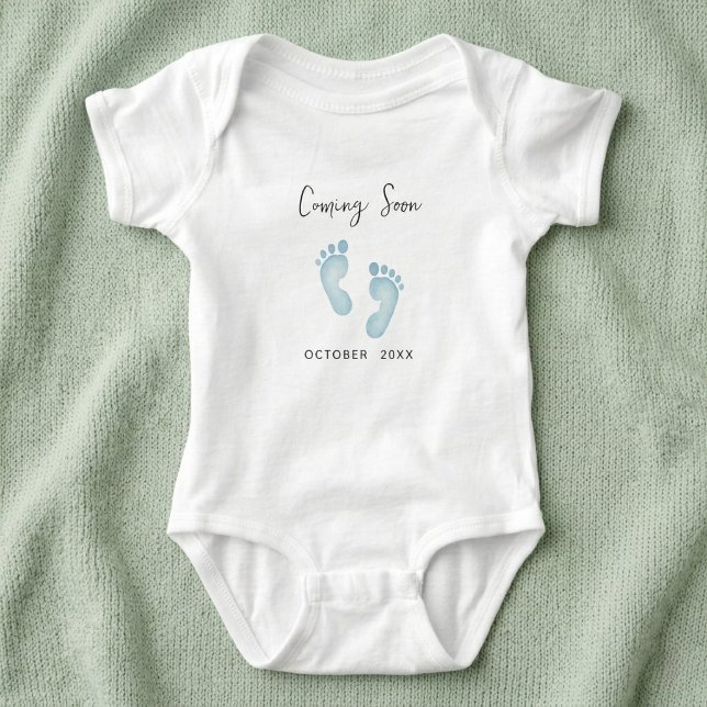 Body Para Bebé Custom Coming Soon Baby Bodysuit, Blue Footprints  (Subido por el creador)